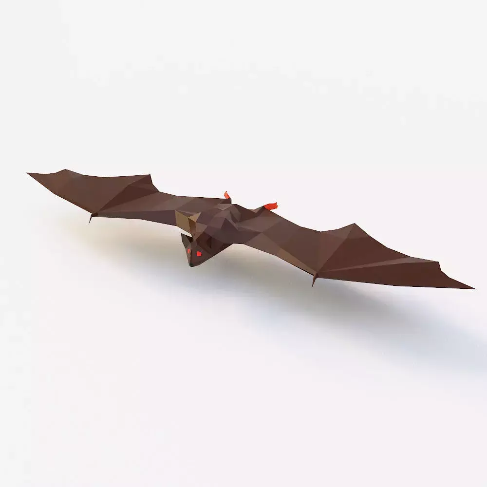Bat low poly 3d model origami flying Low-poly 3D model