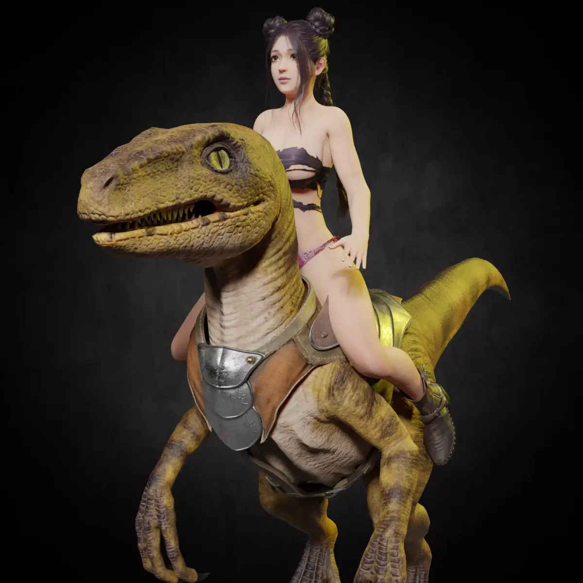 Raptor 3D Model Fully Rigged PBR 4k Low-poly 3D model