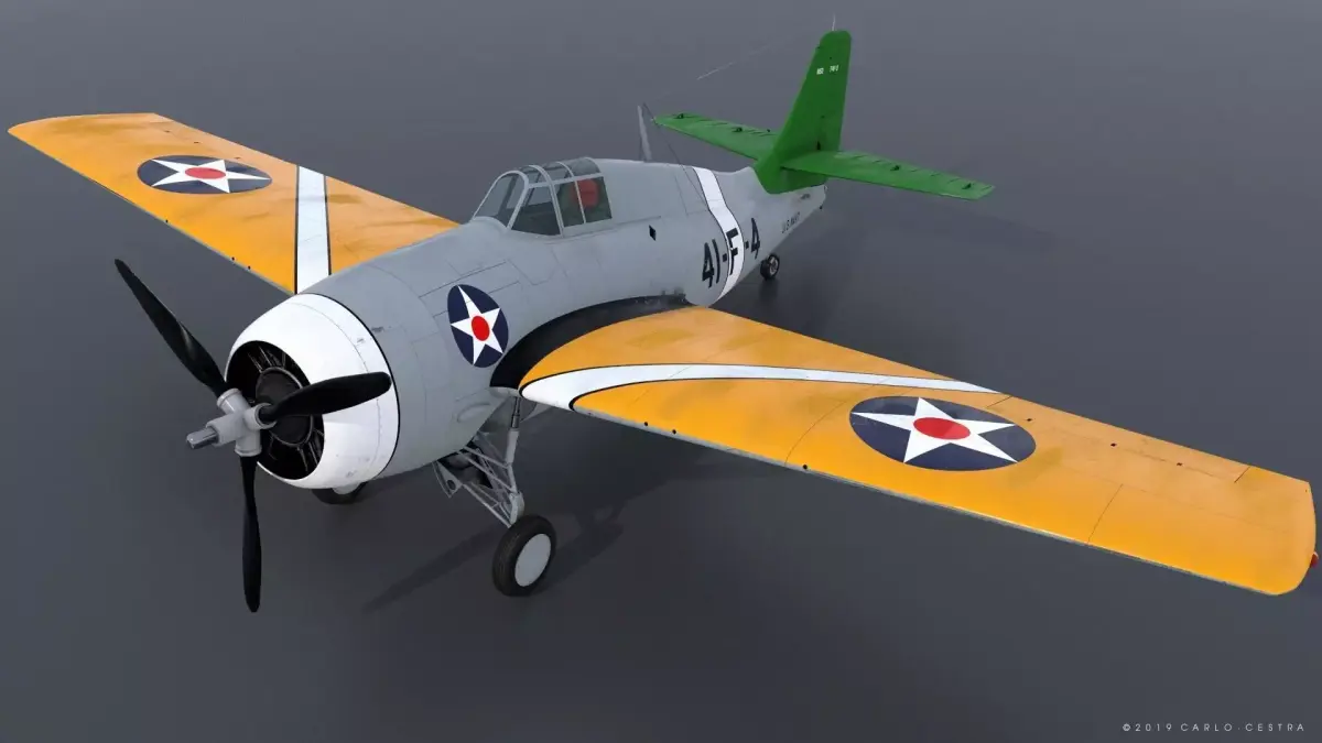 F4F-3 WILDCAT 41F4 Low-poly 3D model