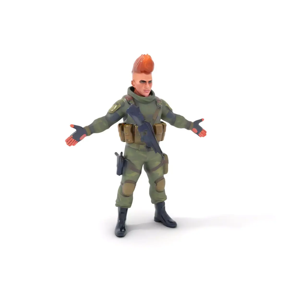 Military Mohawk Warrior Rigged and Animated Character Model Low-poly 3D model