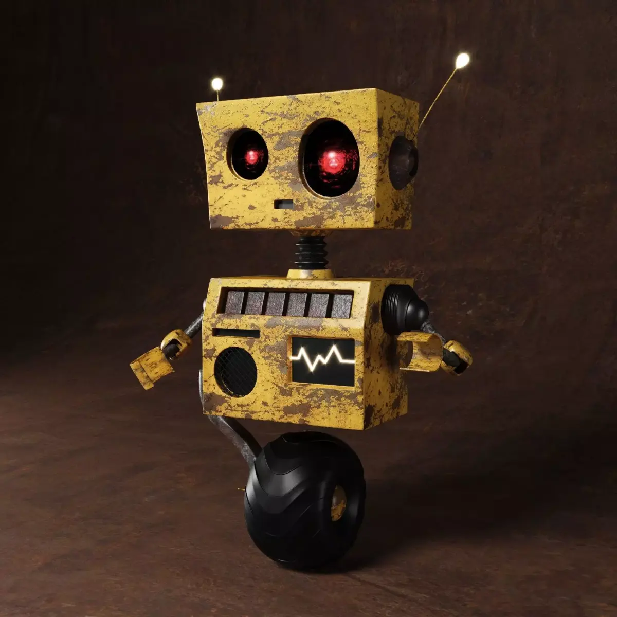 Yellow Robot Low-poly 3D model