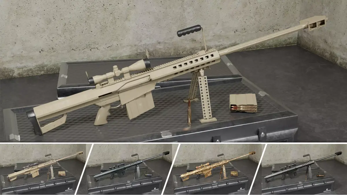 M82 Barrett Game Ready 5 Textures Low-poly 3D model Low-poly 3D model
