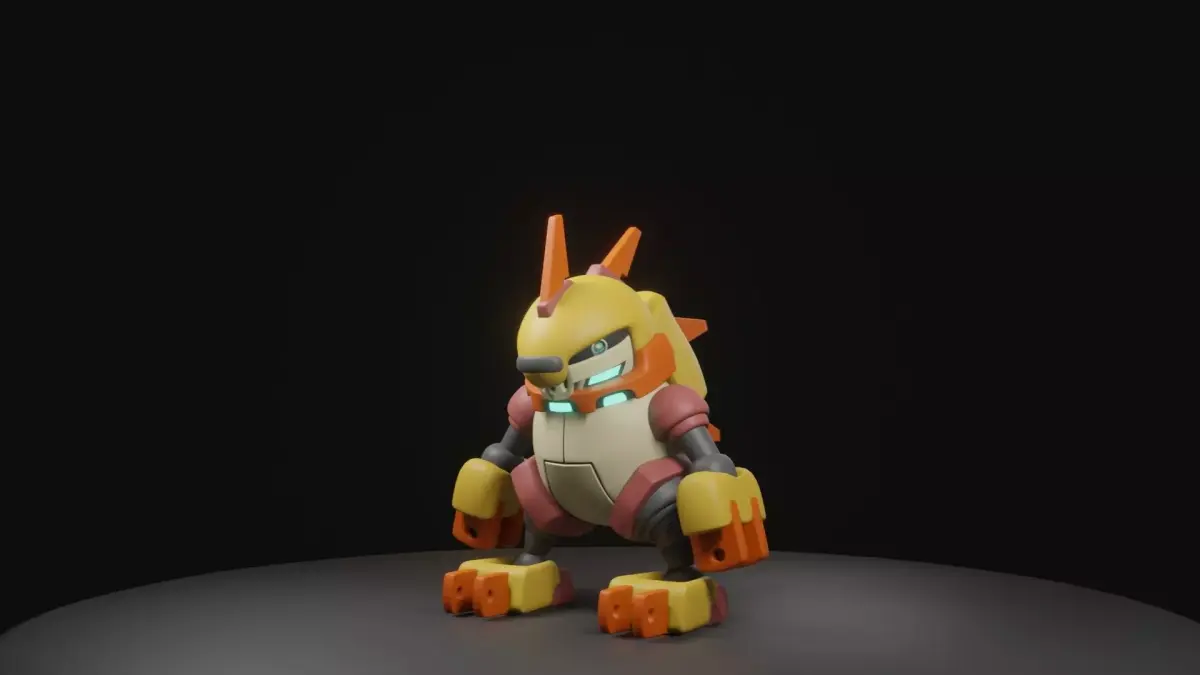 hedgeshock orange robot 3D model