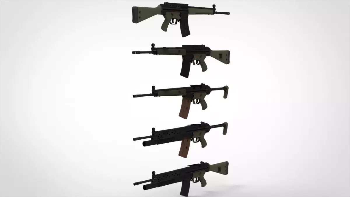 HK 33 Assault Rifle Low-poly 3D model