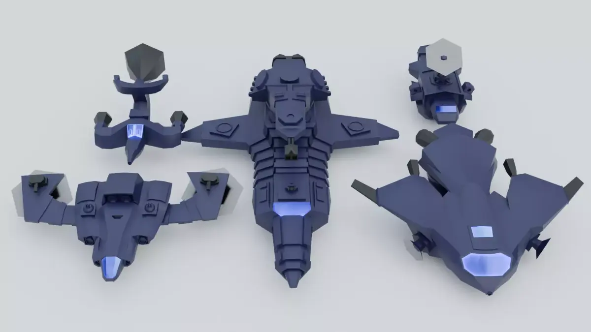 Low Poly Spaceship Pack Low-poly 3D model purchase