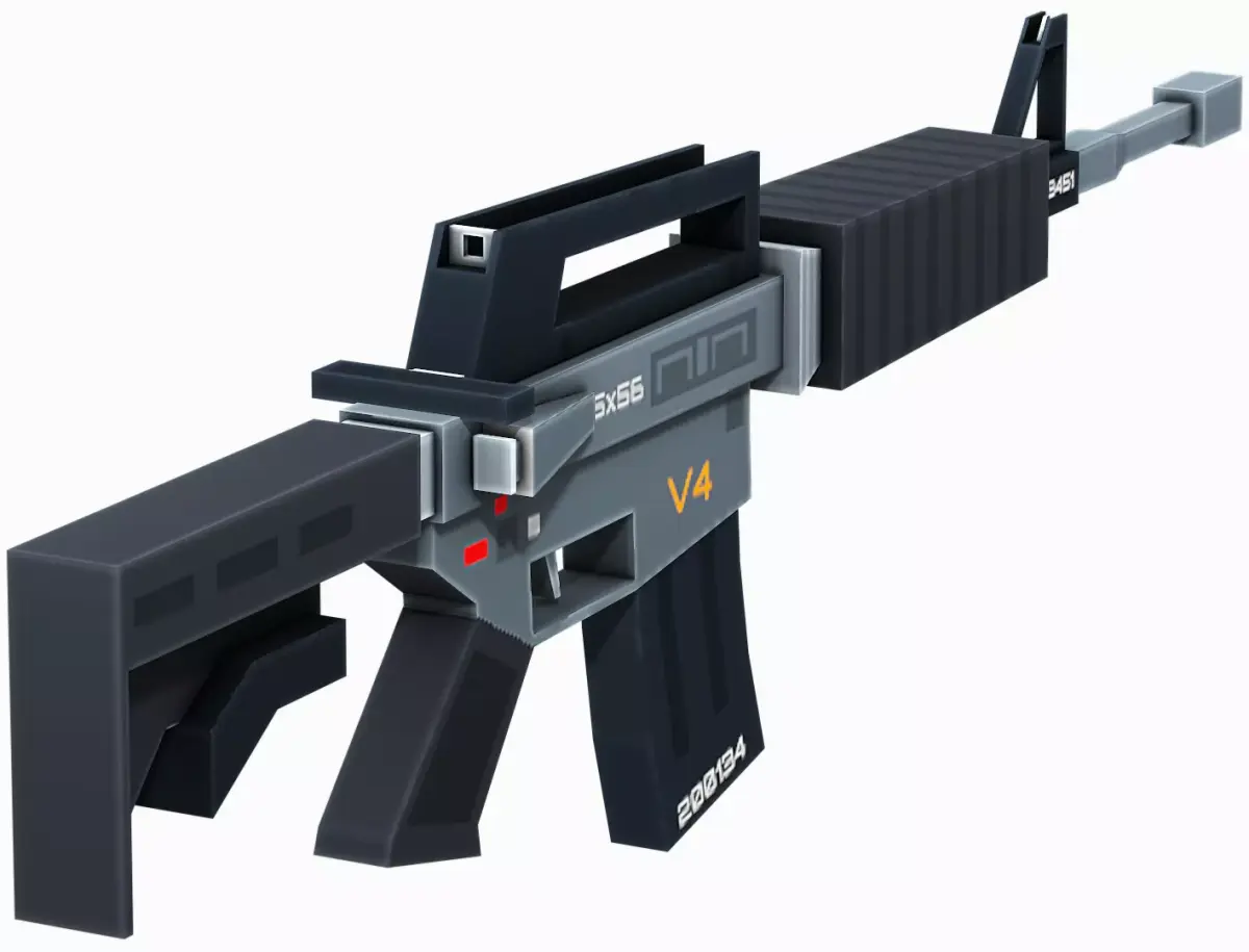 Blocky Stylized M4A1 Assault Rifle - Low Poly Game Ready Low-poly 3D model