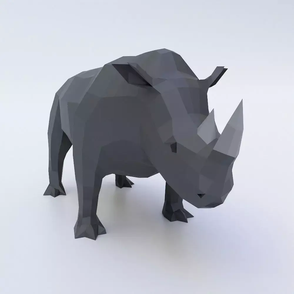 Rhino 3d model rhinoceros in low polygons Low-poly 3D model
