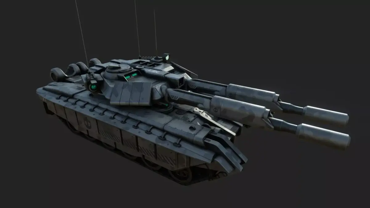 T1K Battle Tank Low-poly 3D model
