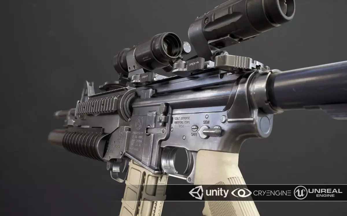 Rifle M4A1 Low-poly 3D model purchase