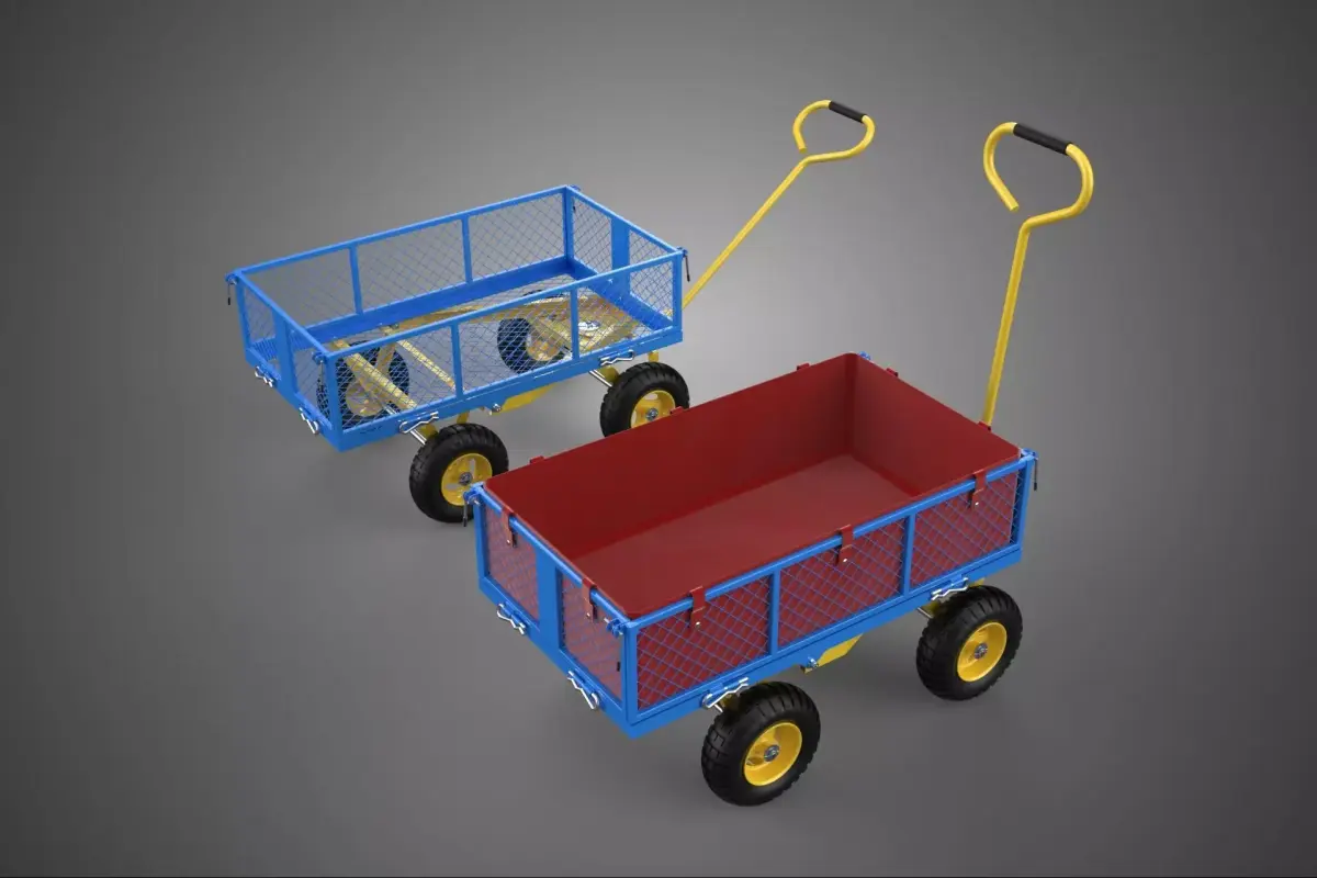 CAGE BED TRAY DUMP WAGON CART TROLLEY CARGO TRAILER BASKET SACK 3D model