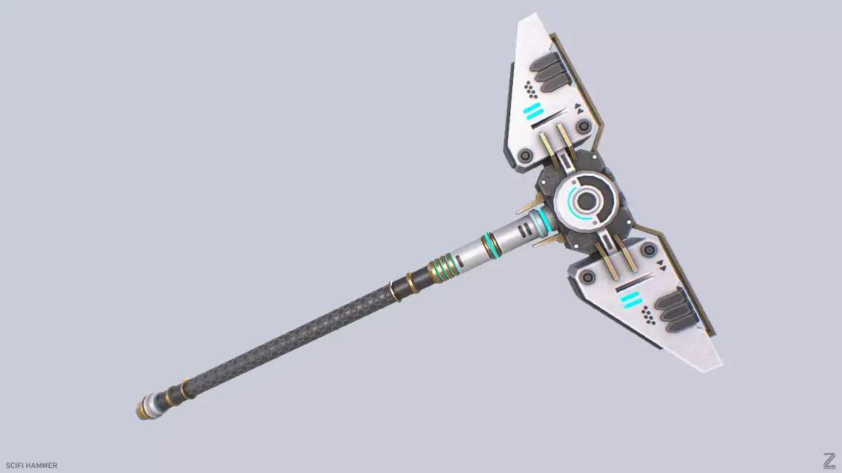 Scifi hammer Low-poly 3D model order