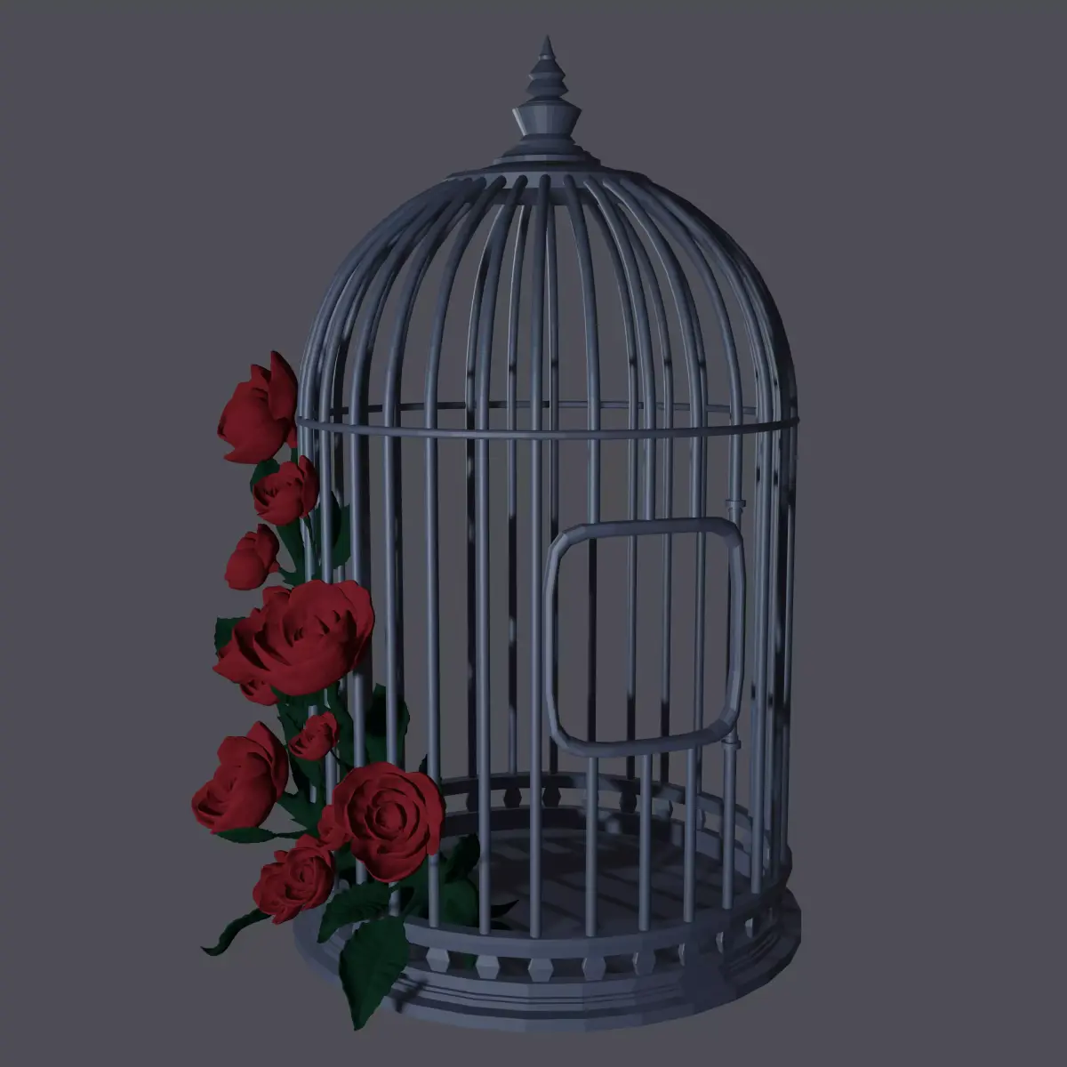 Old cage and roses 3D model