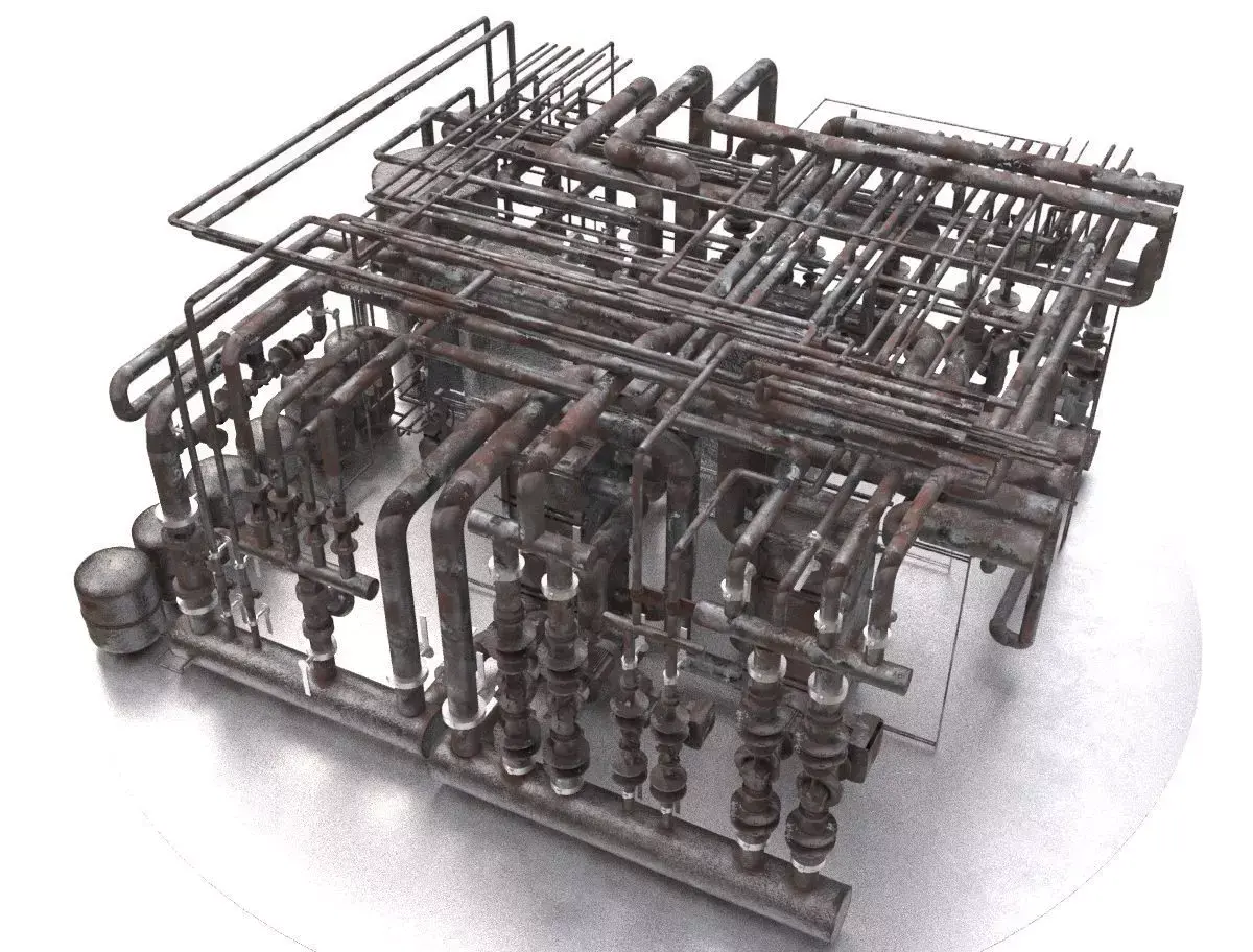 Industrial boiler room 3D model