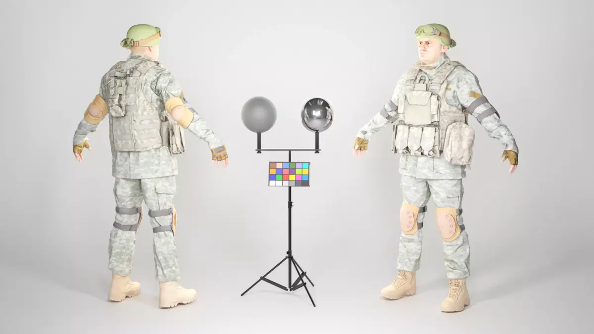 Fully equipped game ready American soldier with props 30  Low-poly 3D model