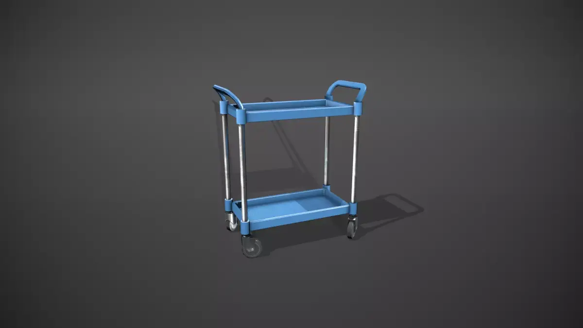 Blue Service Cart Low-poly 3D model