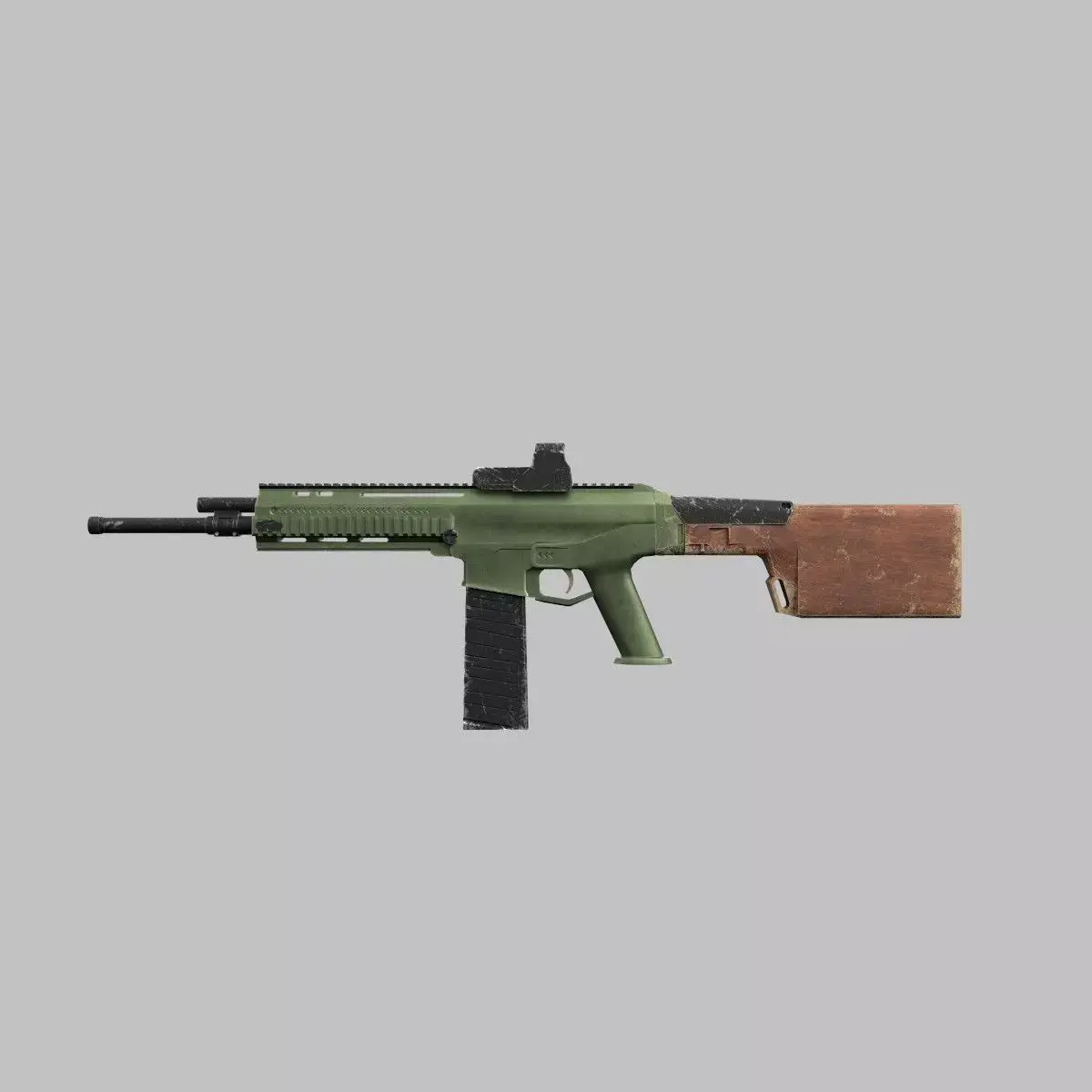Assault rifle Low-poly 3D model 6