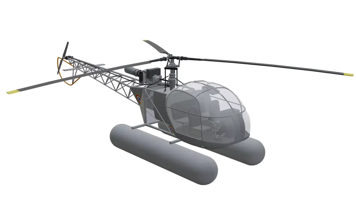 Floats SNCASE SE3130 Alouette II  Low-poly 3D model