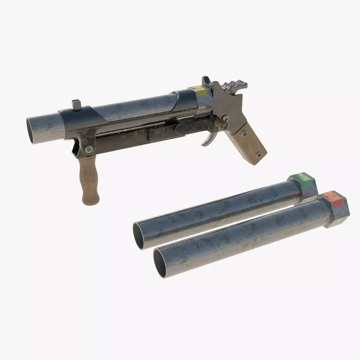 Pipe Hand Cannon Shotgun Low-poly 3D model
