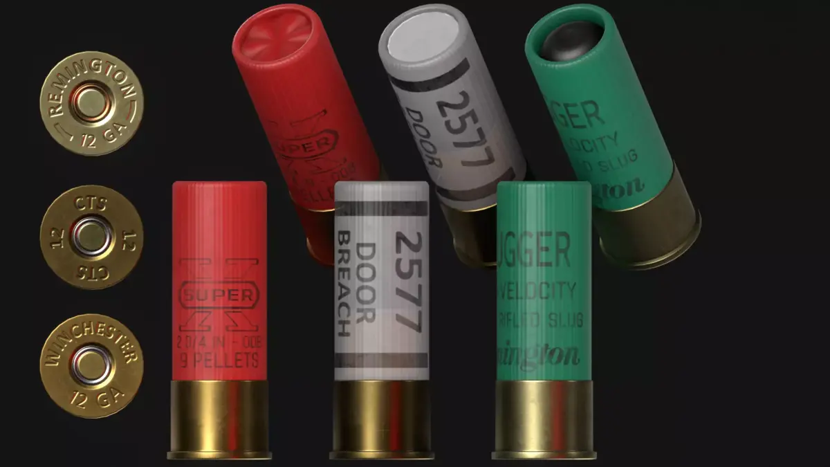 12 Gauge Shotgun Shells - 3 Set - Game asset Free low-poly 3D model