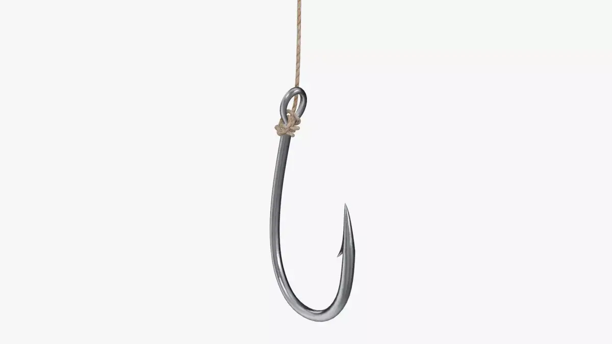 Fishing hook with line 3D model