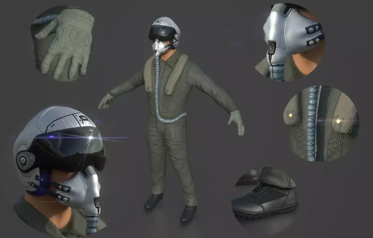 Pilot fighter 3D model