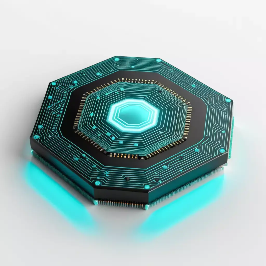 Futuristic Hexagon Microchip Processor 3D model