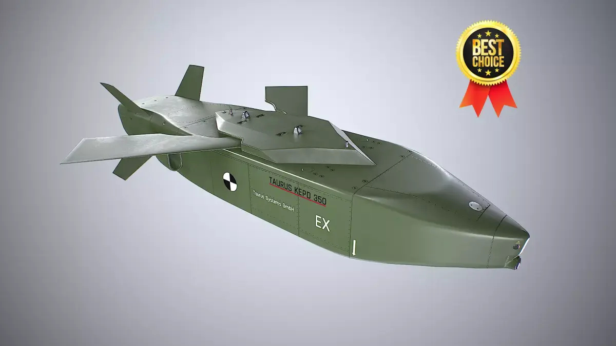 Taurus KEPD 350 air-launched cruise missile green color Low-poly 3D model