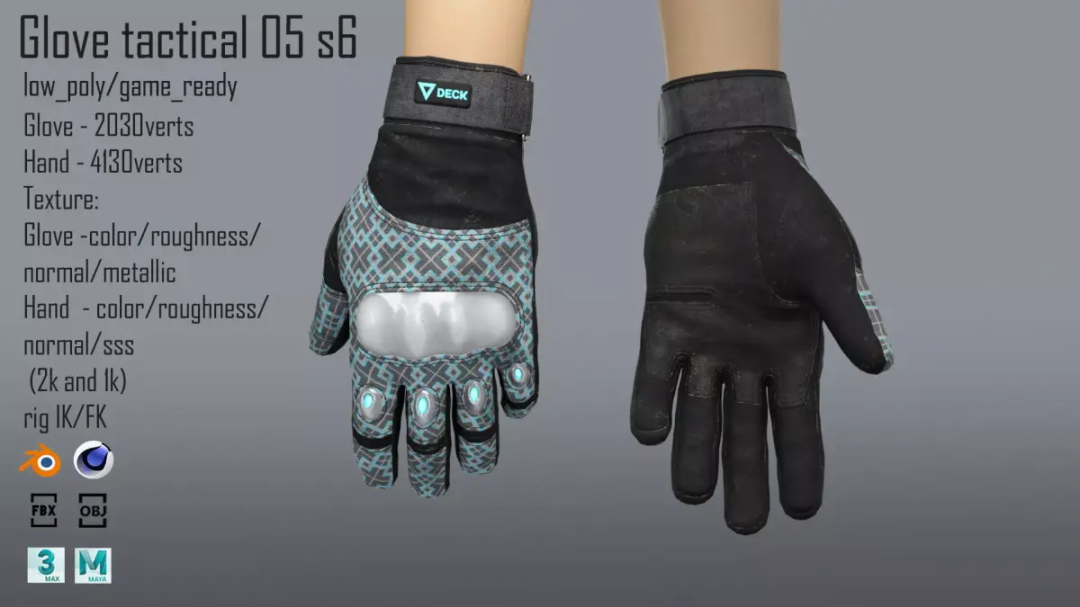FPS hand glove tactical 05 s6 Low-poly 3D model