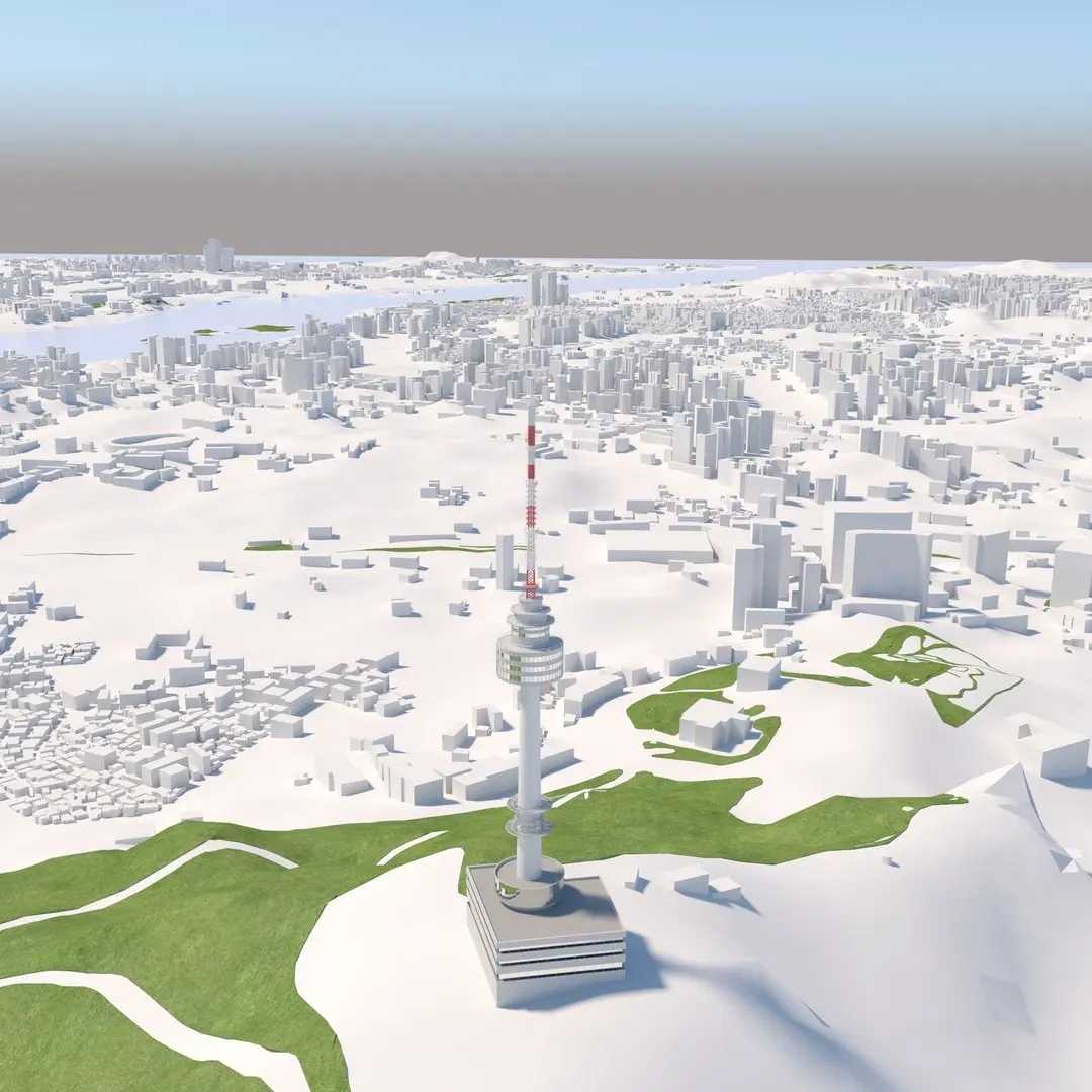 Namsan Tower Seoul and Environment 3D model