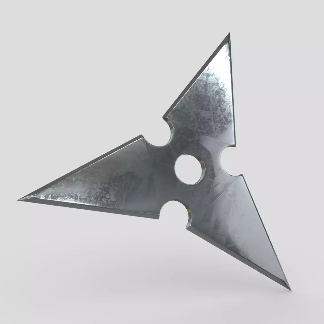 Shuriken 6 metal katana with hole in it Low-poly 3D model