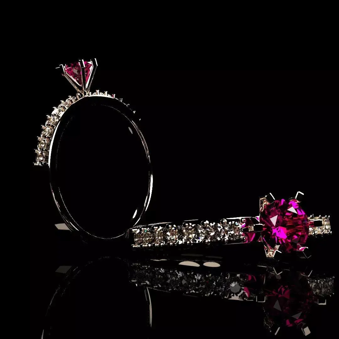 3D gold Diamond Ring for Wedding and Engagement  3D model