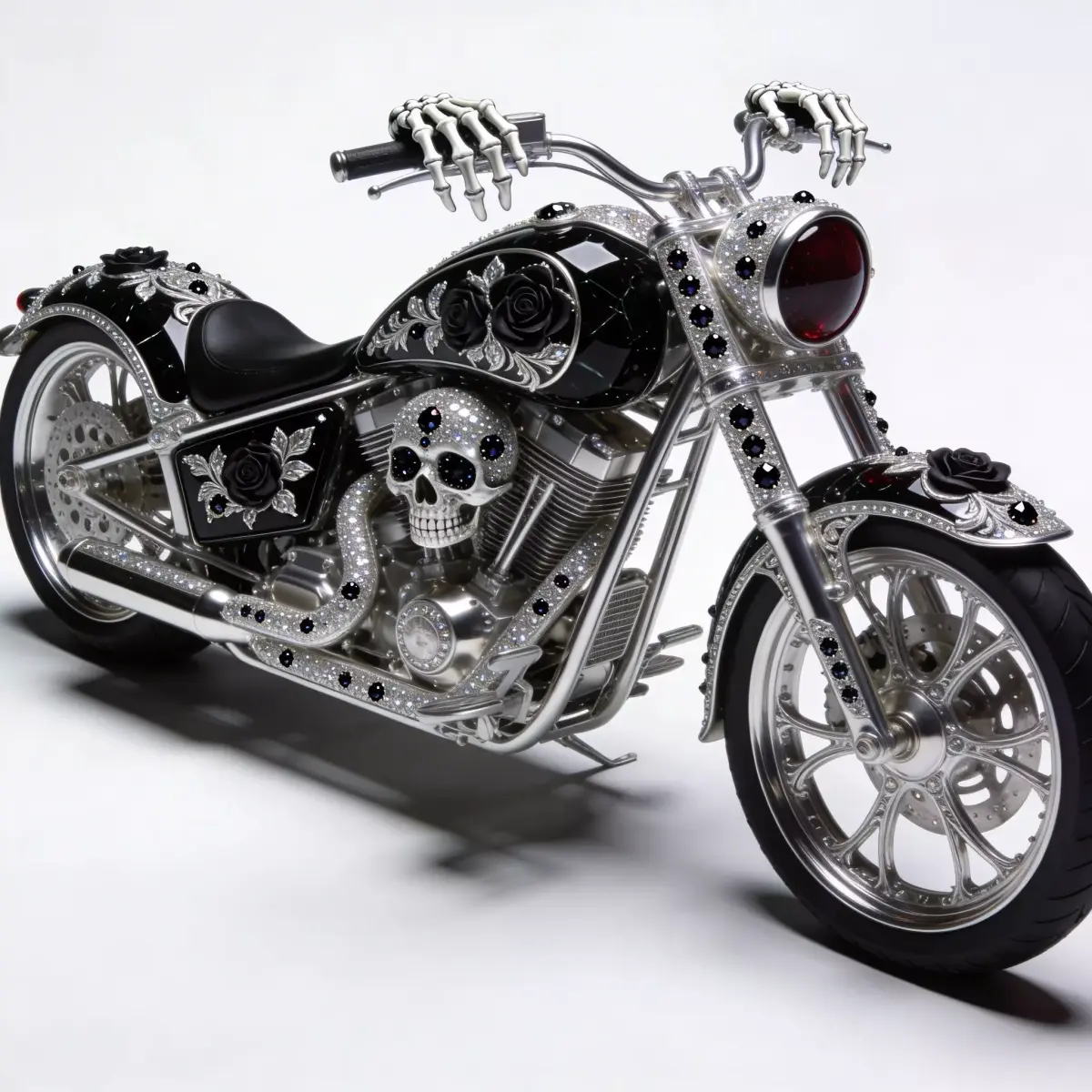 Realistic Luxury Jeweled Santa Muerte Motorcycle Low-poly 3D model