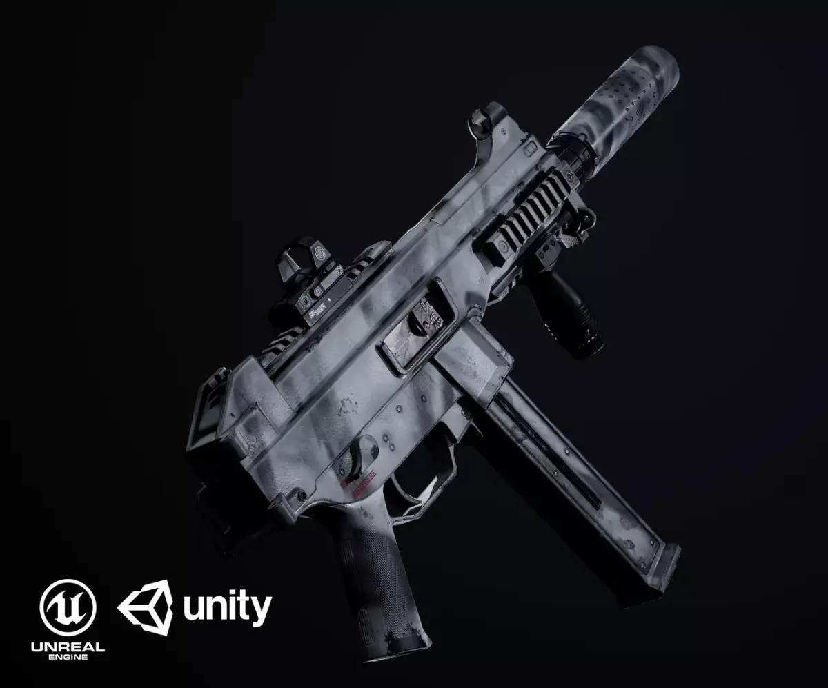 UMP 45 PBR Low-poly 3D model
