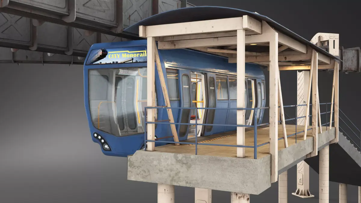Monorail modular Constructor PBR 3D model