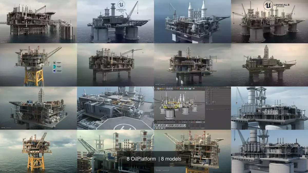 8 OilPlatform  3D Model Pack