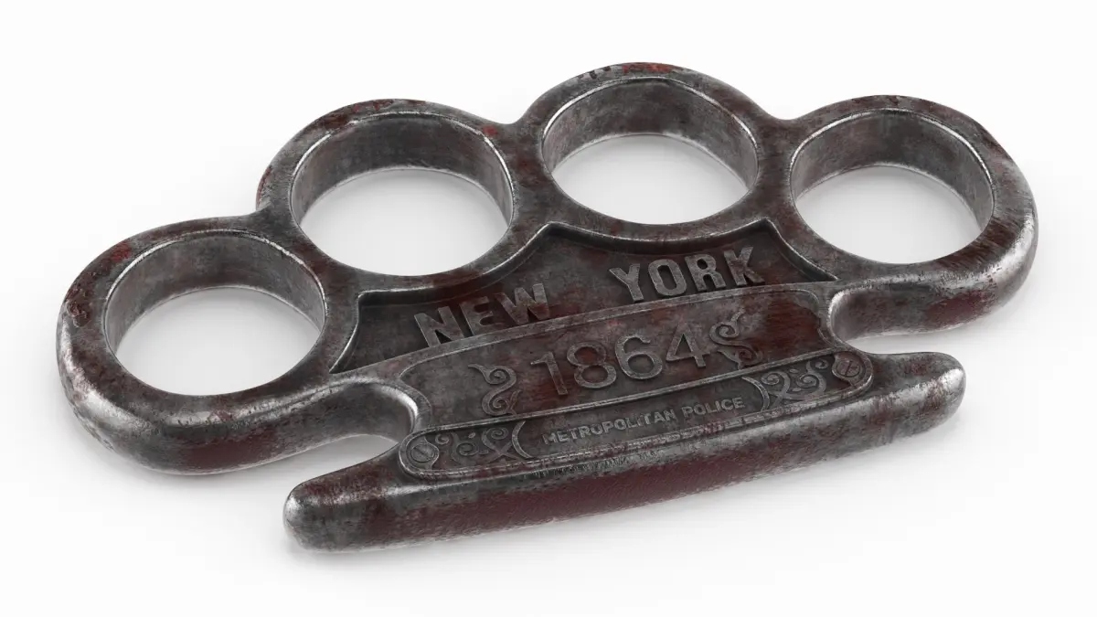 Old Vintage New York 1864 Steel Knuckle with Blood 3D model