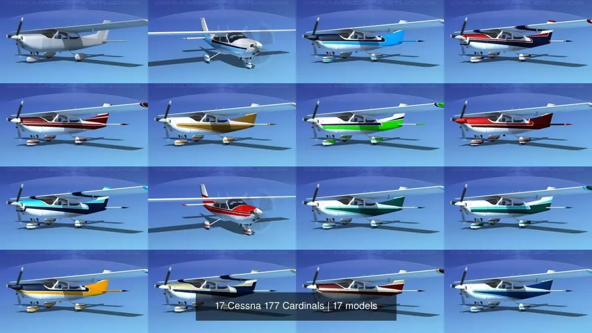 17 Cessna 177 Cardinals 3D Model Pack