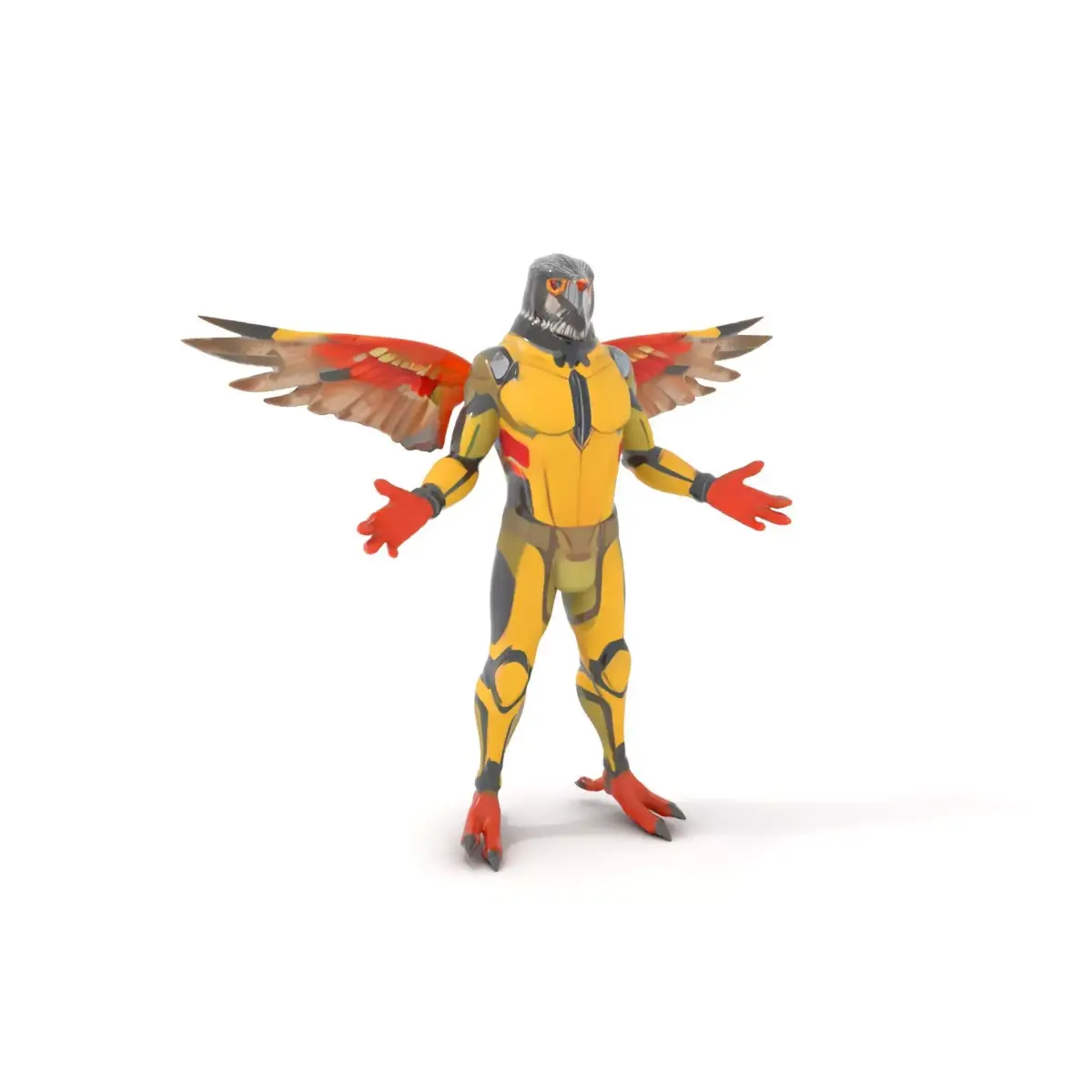 Falcon Warrior Rigged and Animated D Character Model Low-poly 3D model