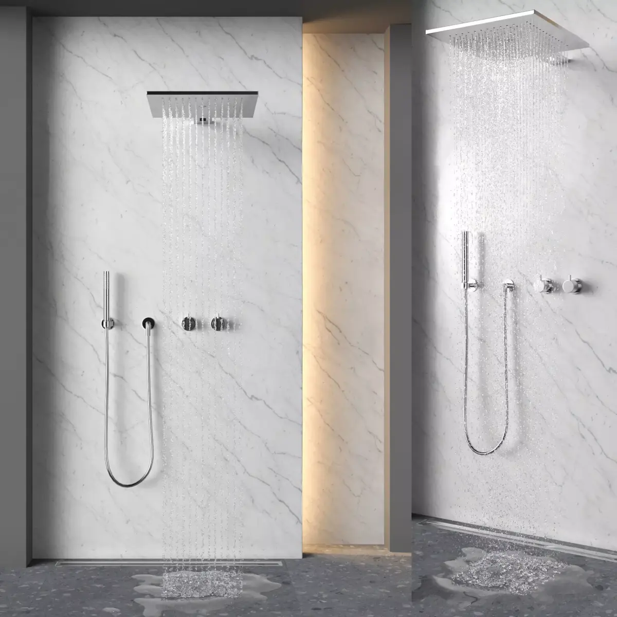 3D granite shower 04 white  3D model