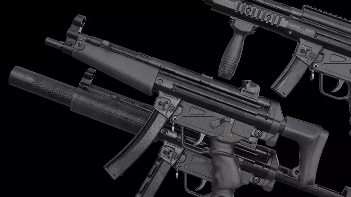 MP5A3 MP5SD3 with Silencer Scope Mount Rail Grip Low-poly 3D model