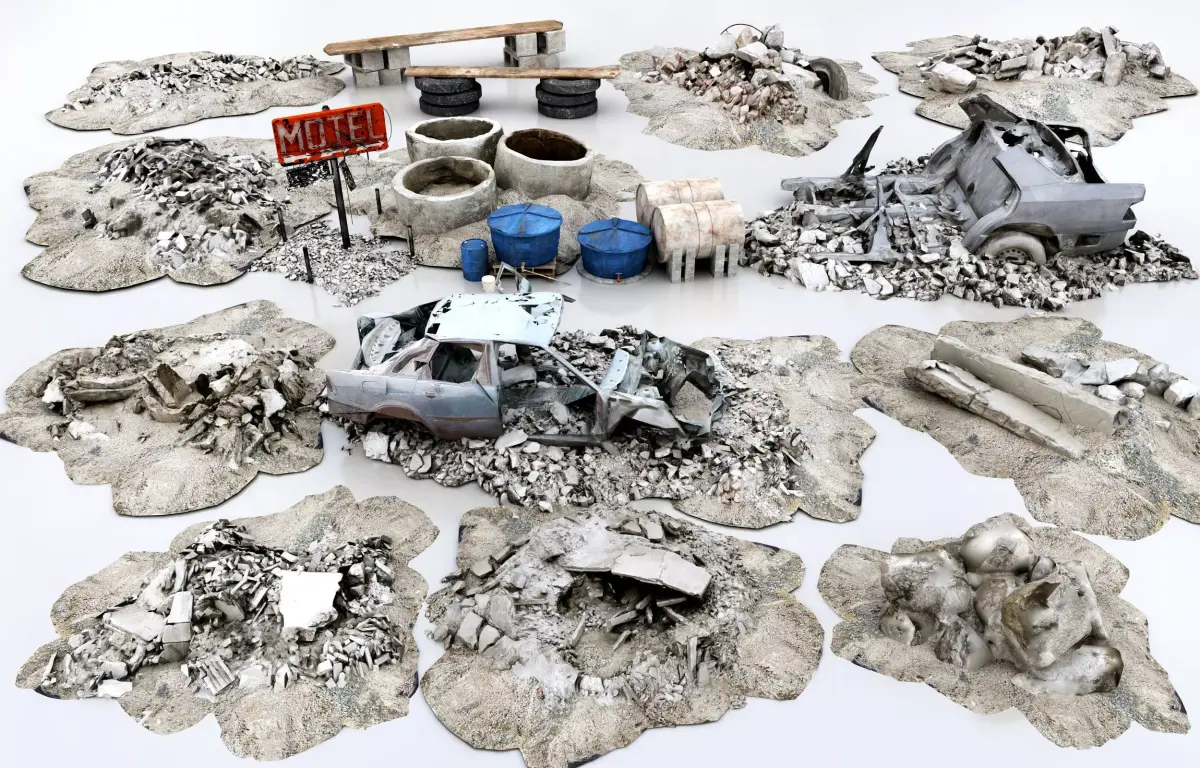 Urban ruins Low-poly 3D model