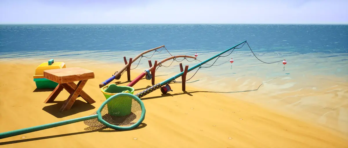 Stylized Fishing Props Kit Low-poly 3D model