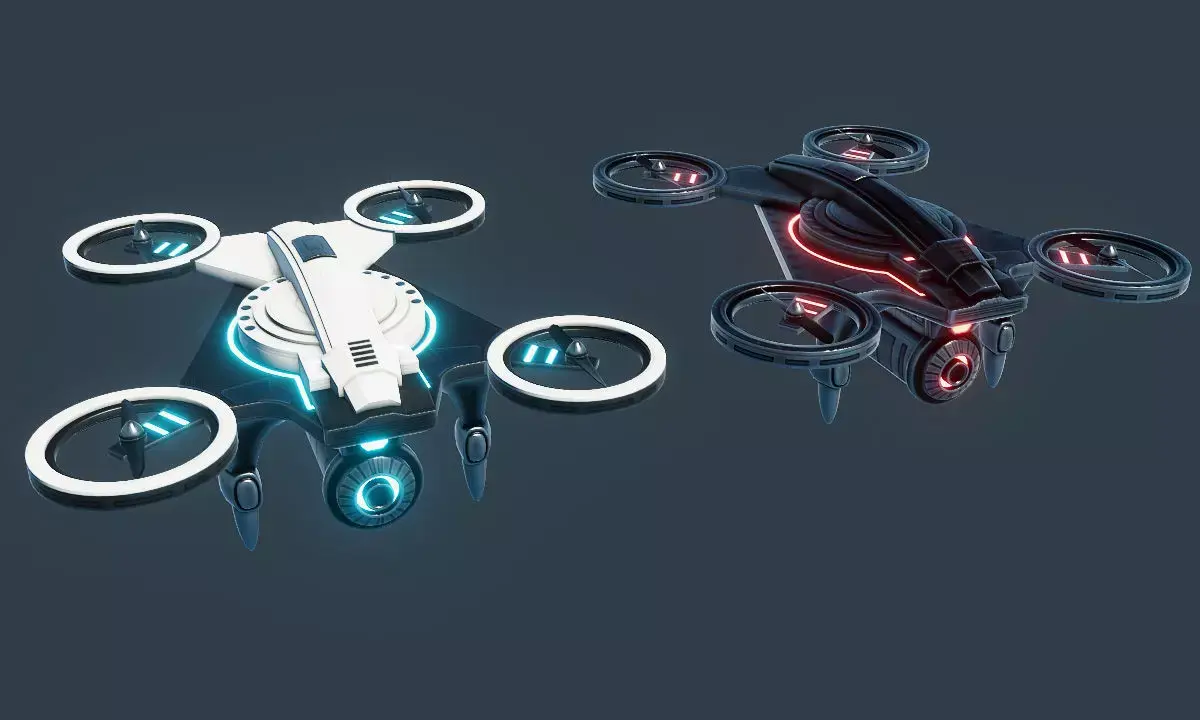 Sci Fi Quadcopter Drone Low-poly 3D model
