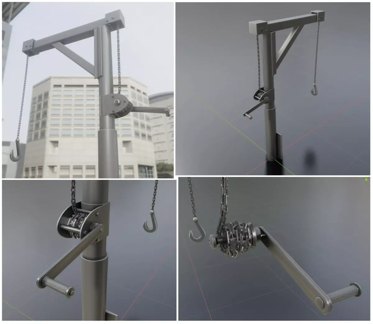 Animated Metal Hand Crane Low-Poly Version Low-poly 3D model