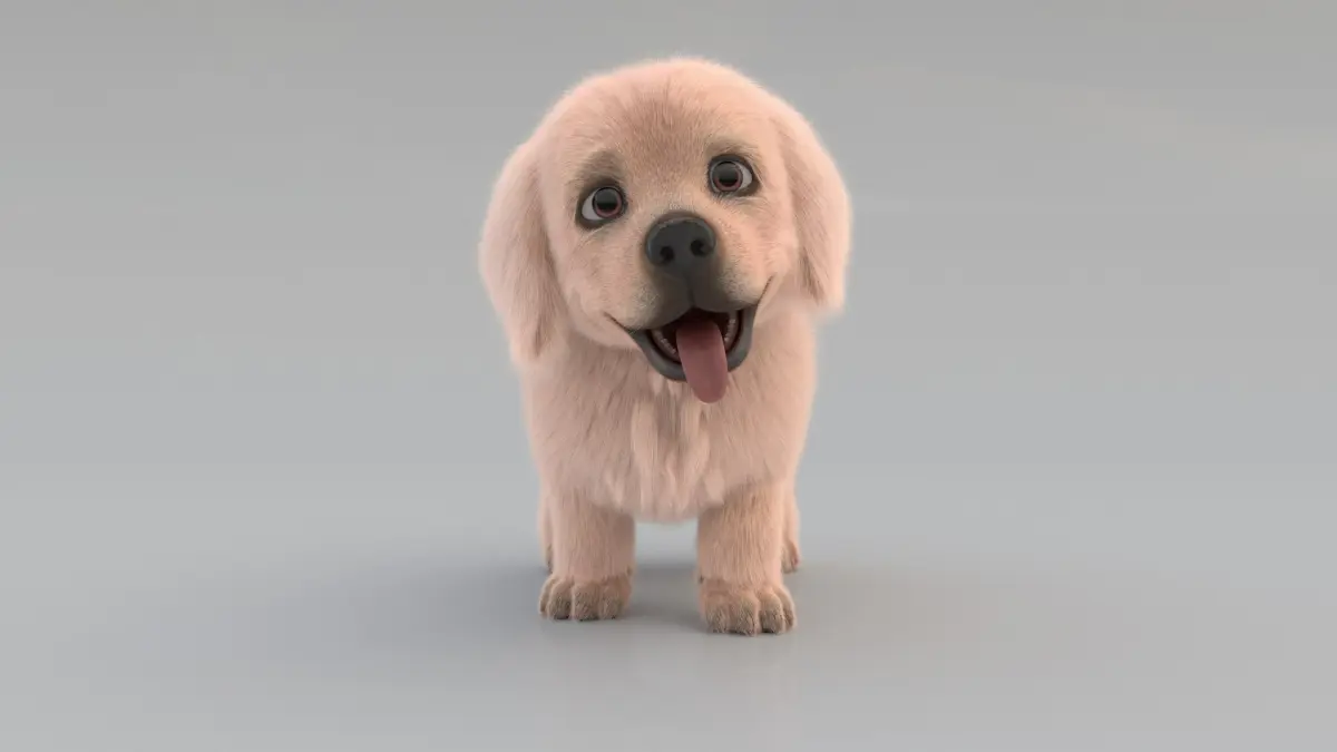 Dog Puppy Golden Retriever FUR ANIMATED 3D model
