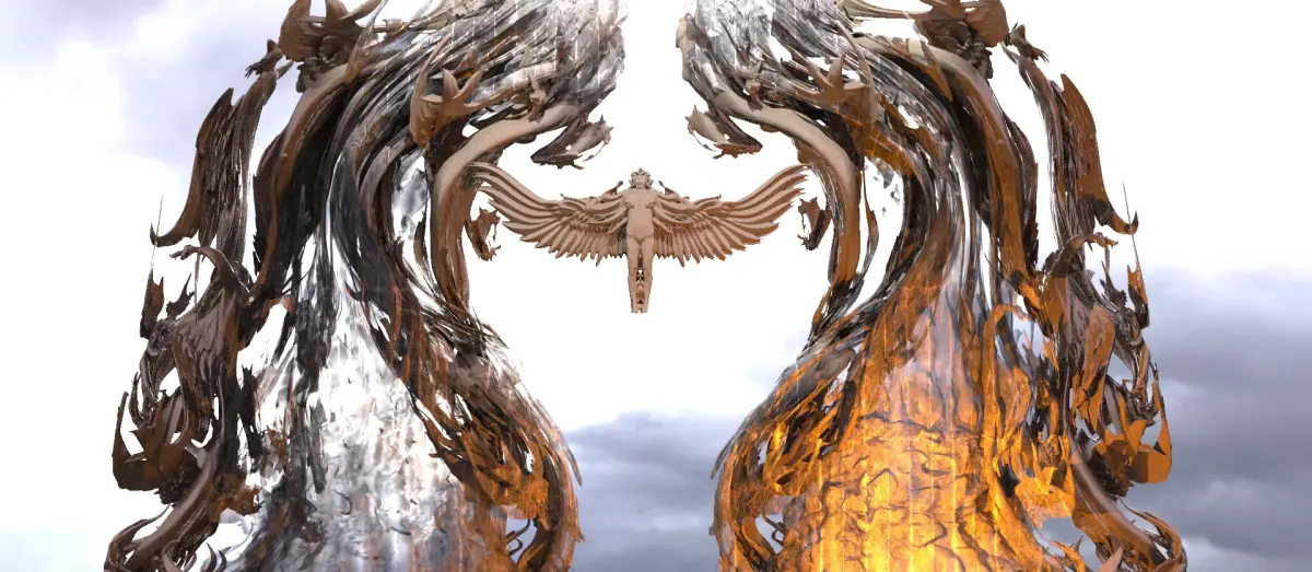 Angel horde wave sculpture 3D model