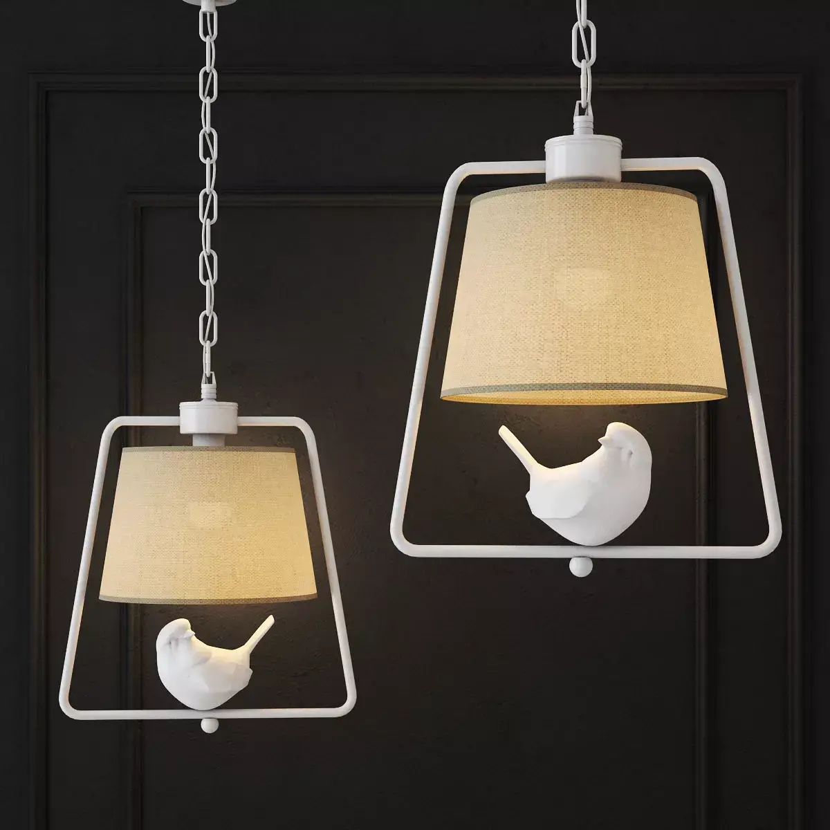 Suspended lamp provence bird pendant geometri 3D model