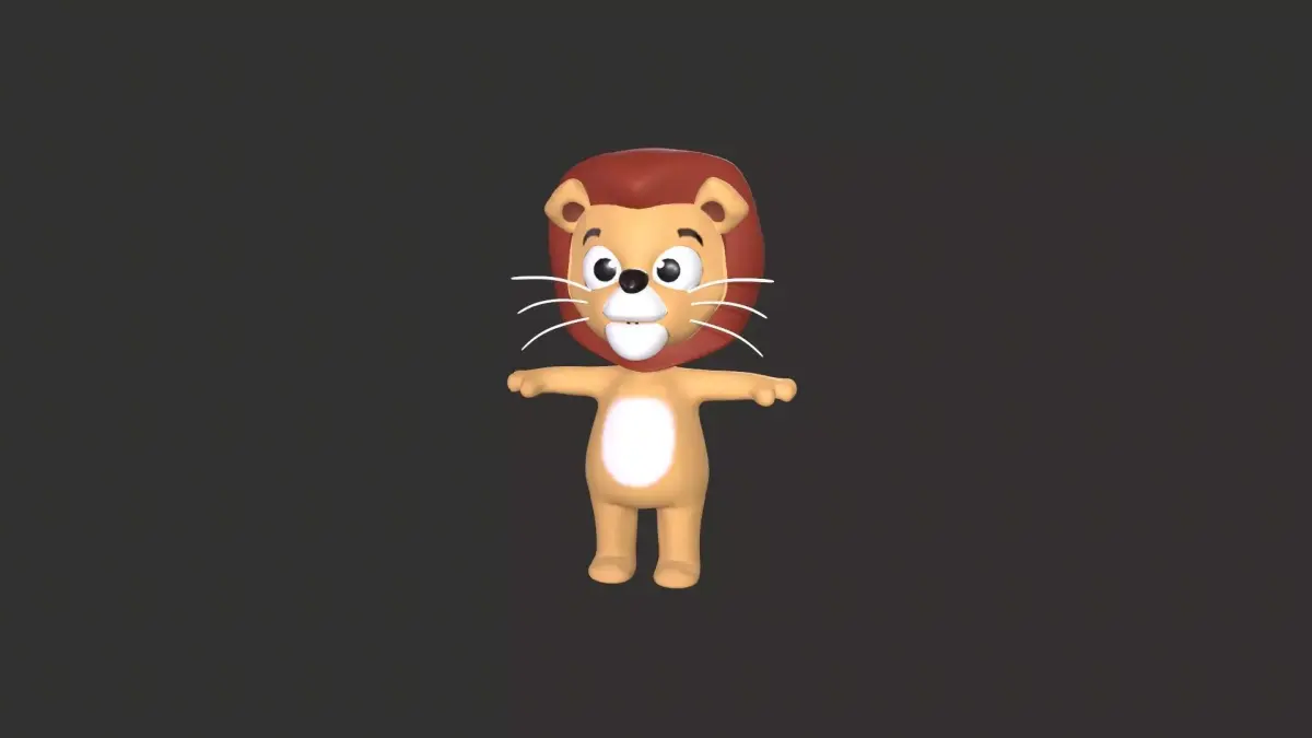 Cartoon 007 Character Lion Cute Low-poly 3D model