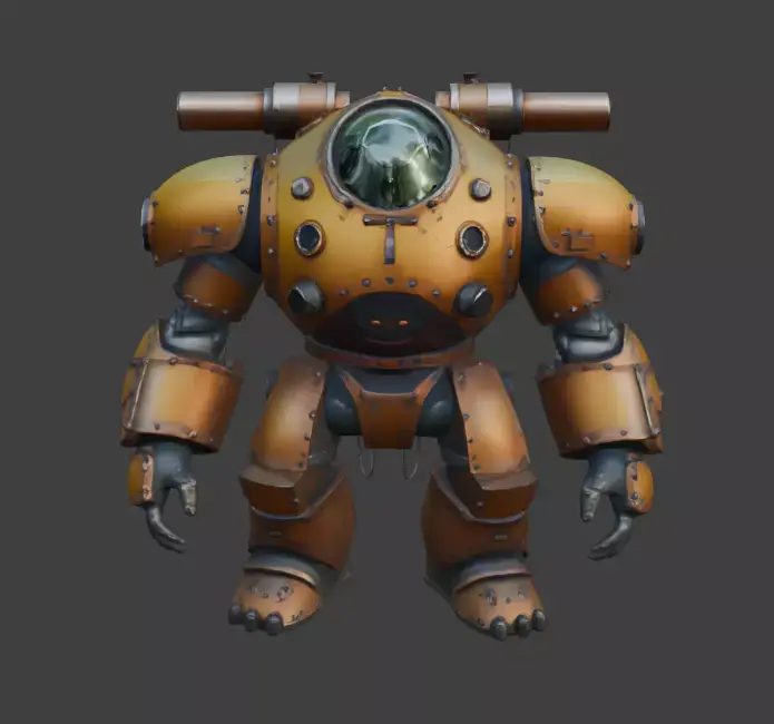 Armored Exosuit Game-Ready Sci-Fi 3D Model with PBR Textures Low-poly 3D model