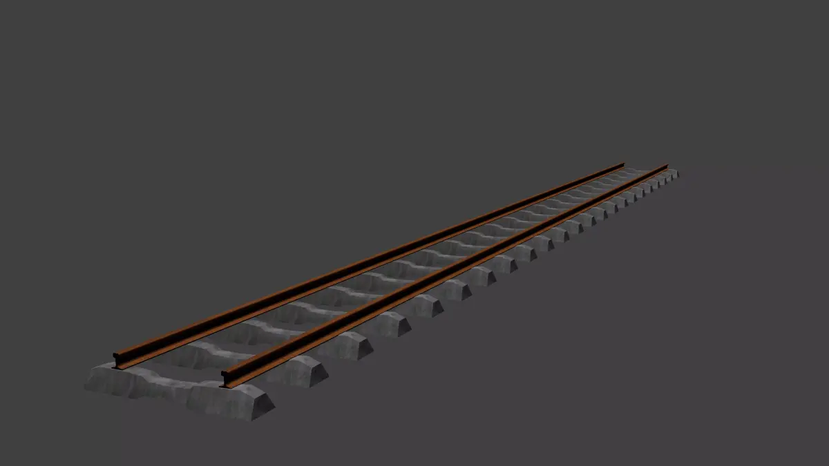 Train Tracks Low-poly 3D model